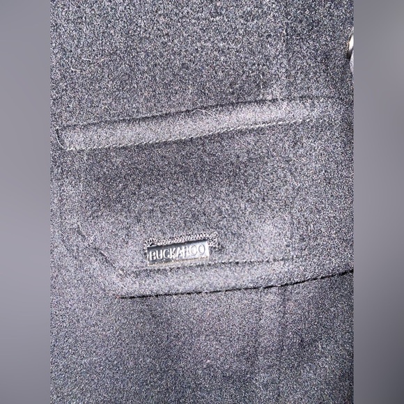 Vintage Buckaroo Modern J1950 Wool Black‎ Pea Coat Eight Button Men L Cowboy - Picture 5 of 11